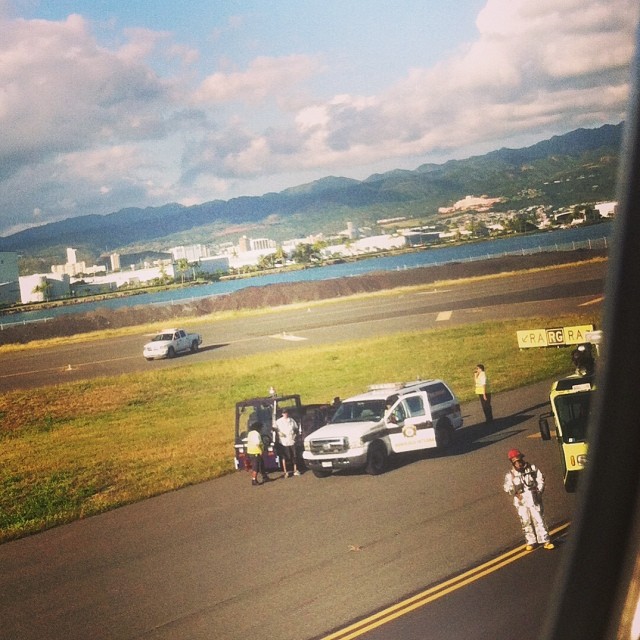 The scene from our window after the emergency landing